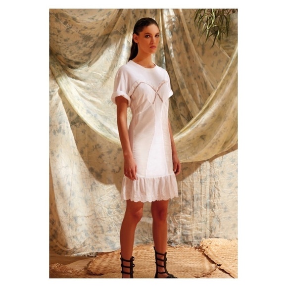 NWT MES DEMOISELLES Marilyn Short Sleeve Bodice Cotton Mini Shirt Dress Small - Picture 1 of 7